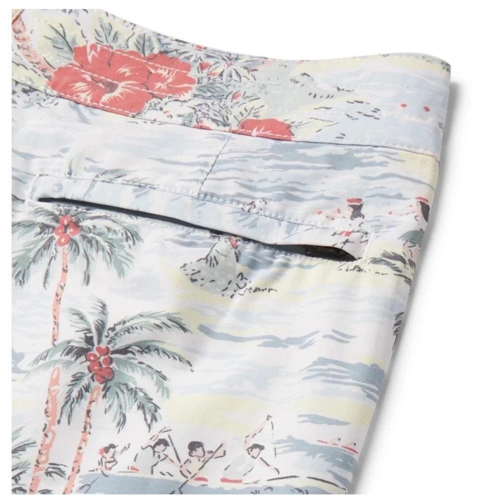 Faherty Men’s Board Shorts 7” Swim Trunks Hawaiian Surf Hibiscus Floral Size 29